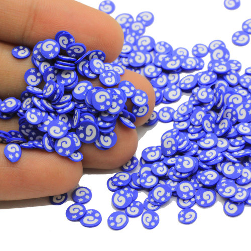 Neuankömmling Niedlich Mini Runde Blau Polymer Clay Scheiben 500g / Beutel 5mm Mädchen Frauen Nail Art Aufkleber Schleim Herstellung DIY Dekore Füllstoffe