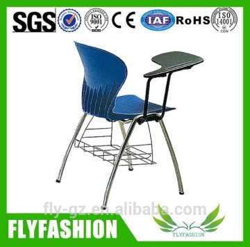 Plastic conference chair with writing tablet/chair pad