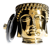 Gold and Silver Ceramic Buddha Head Statue Aromatherapy Candle