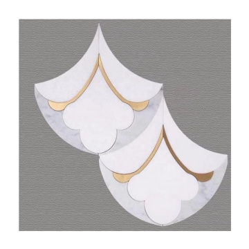 Thassos White Marble Mixed Gold Brass Waterjet Flower Mosaic Tiles