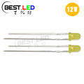 12V LED amarelo de 3 mm construído em resistor DC