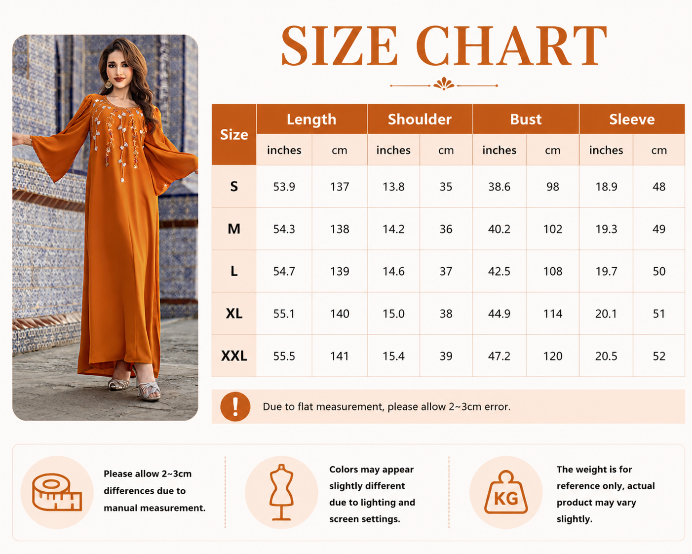 لباس کتان نارنجی منجوق دستی عبای Hand Beaded Orange Linen Abaya Dress