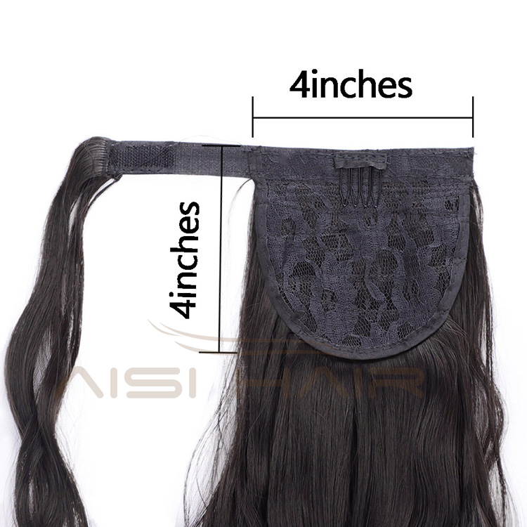 Aisi Hair Long Wavy Clip In Pony Tail Hair Extensions Wrap Around on High Temperature Fiber Synthetic Hair Pieces