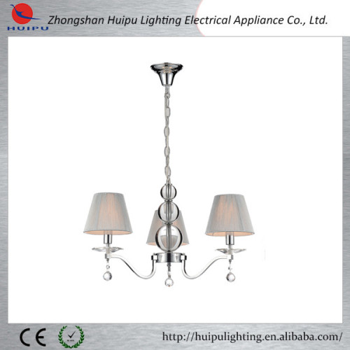 Crystal Metal chrome plating chandelier fabric lamp shades chandelier for living room dining room