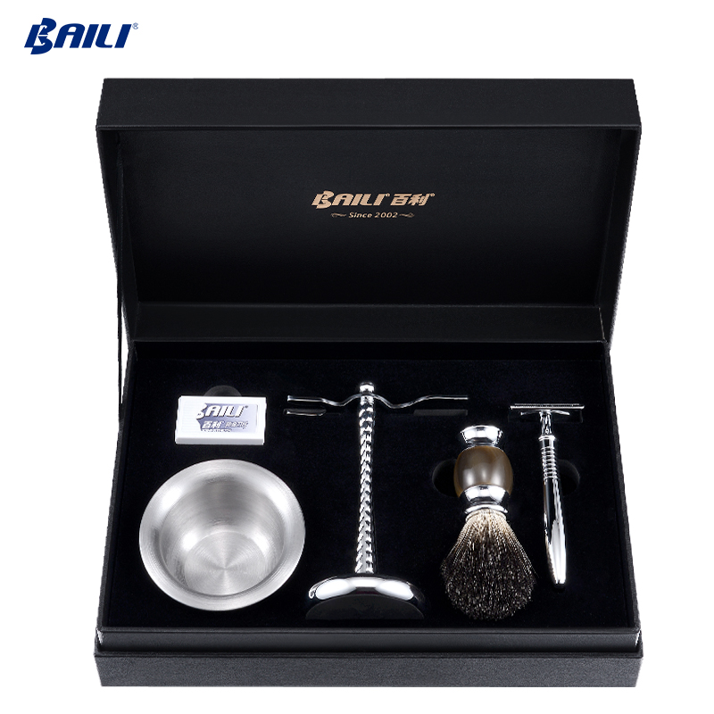 Wholesale Shaving Cleaning Brush Metal Shaving Bowl Badger Hair Travel Shaving Kits for Man