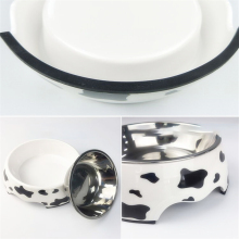 Cute Boom Green Three-piece Stainless Steel Pet Bowl