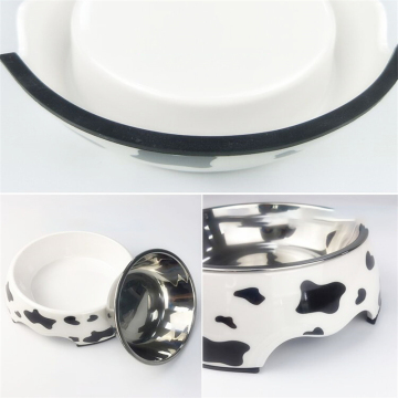 Cute Boom Green Three-piece Stainless Steel Pet Bowl