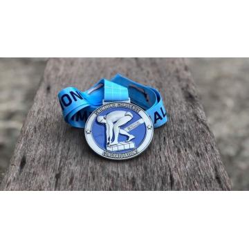 Medalla deportiva de natación de aleación de zinc personalizada 2020