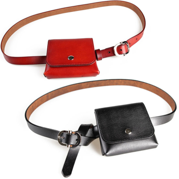 Minimalist Red Small Genuine Leather Fanny Packs Belt