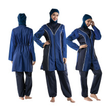 V-Shaped Line Patchwork Conservative Burkini Swimwear Set