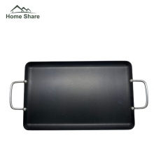 Non-Stick Double Burner Griddle aluminum griddle pan with two handles
