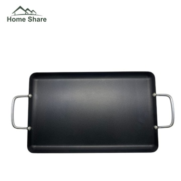Non-Stick Double Burner Griddle aluminum griddle pan with two handles