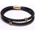 Black cowhide magnetic buckle bracelet