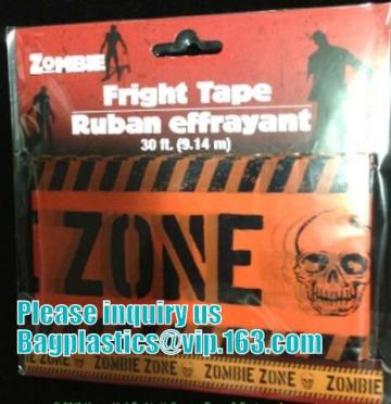 FRIGHT TAPE, Morgue Haunted House Cemetery, Indoor Outdoor CAUTION Tape, Warning Sign, Room Border, Police Barricade