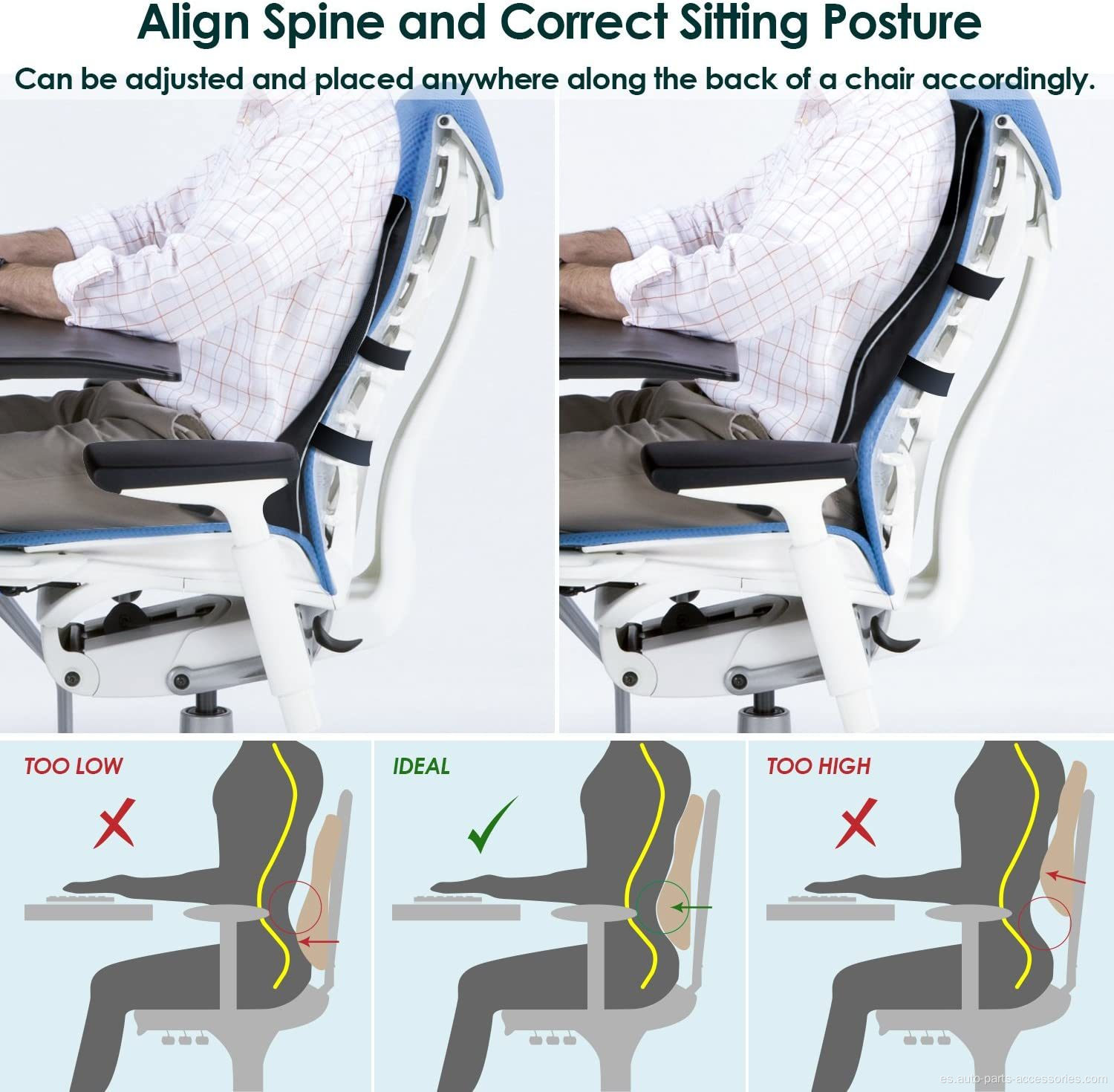 Almohada lumbar de almohada/espuma de memoria de cojín de espalda