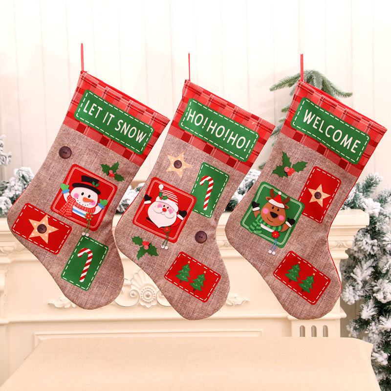 New Christmas extra large linen letters Christmas stockings Christmas gift bag decorations