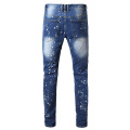 Mens Ripped Paint Splash Jeans Factory Wholesale Custom