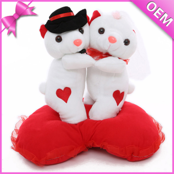 Hot Sale Fantastic Wedding Teddy Bear Standing On heart Pillow valentine teddy bear