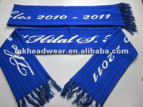 Wholesale 100% acrylic machine jacquard logo football scarf fan scarf