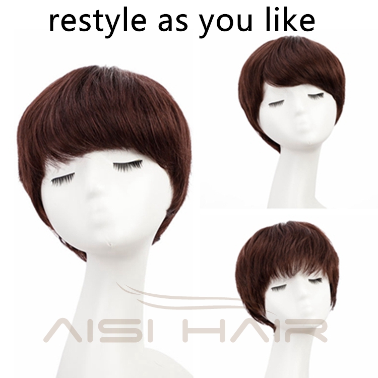 Aisi Hair Glueless For Black Women Cheap Colored Short Pixie Brazilian 100%  Raw Human Hair Wig