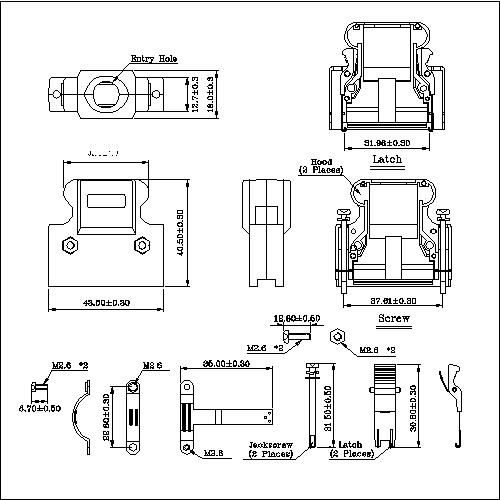 1.27mm Series 36P Hood Straight Exit Split Type HPPCS02-36XXX