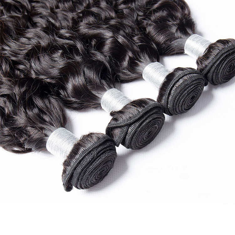 12A Hair Bundles 100% Human Hair Extensions, Natural Black Color Water Wave Hair Weave Bundles