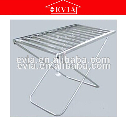 EVIA brushed free standing towel rail heater used in new washroom for lady