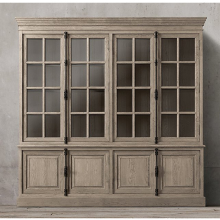 MRS WOODS Oak Wood French Style 4 Door Sideboard Hutch: Your Ultimate Storage Solution