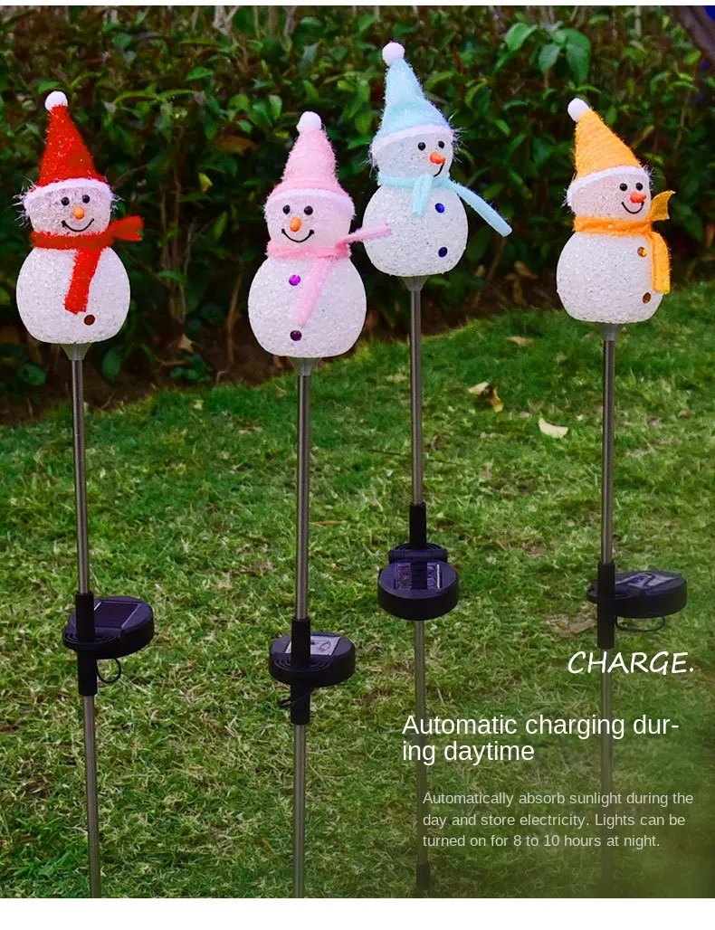 Illuminating Festive Snowman Solar Floor Lamps for Outdoor Decor