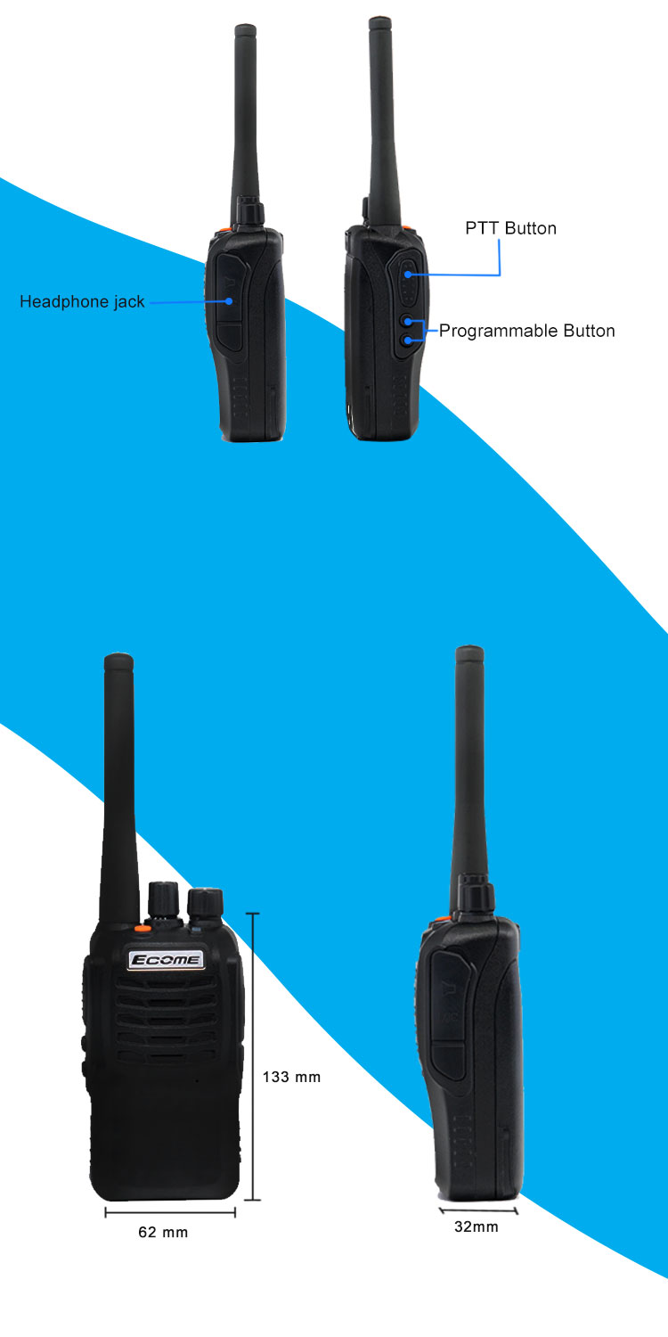 Larga distancia woki toki ecome et-518 uhf vhf walkie-talkie radios de dos vías