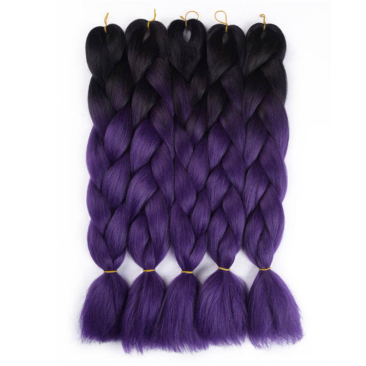 Wholesale Braiding 24 Inch 100G Braid Ombre Two Tone Color High Temperature Synthetic Fiber Braiding Hair Extension