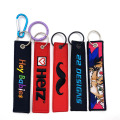 Custom LOGO Keyring Carabiner Jet Tags Embroidered Keychain