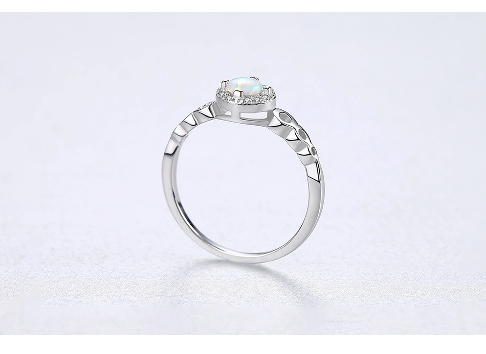 Elegant 925 Sterling Silver CZ Opal Rings