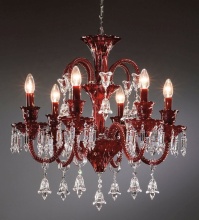 China Janosul Fancy Italian Red Murano Glass Crystal Chandelier