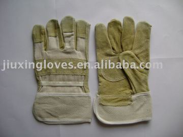 Pig split leather glove with reinforced palm