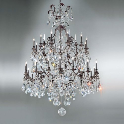 Traditional crystal Big Chandelier with matt black wrought metal