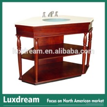 Floor type cherry red solid wood triangular hotel bathroom cabinet