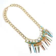 Statement Necklace, New Fashion Amber Pendant Necklace, Natural Gem Stone Necklace Leather Cord Jewelry