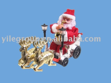 7&quot;Santa driving threes deers/santa claus/electrical santa gift