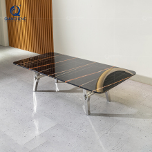 Top Custom Dining Room Furniture: Sealed Marble Tabletop Metal Legs Dining Table in Dongguan
