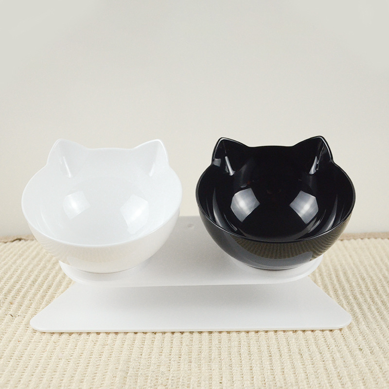 Cat Double Bowl Pet Feeder Non-slip Cat Transparent Bowls Pet Food Bowls For Cats And Small Dogs Pet Supplies