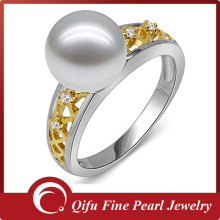 Engagement 14k gold diamond pearl ring designs for women