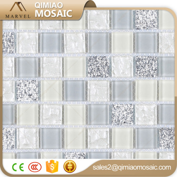 Convex Surface Crystal Silver Grey Mosaic Glass Tiles