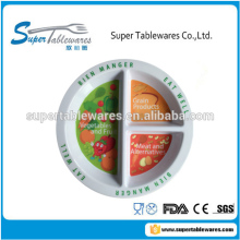 Melamine portion dinner plate with dividers