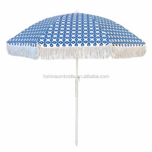 200cm Round Full Color Beach Umbrella with Tassels and Fringe