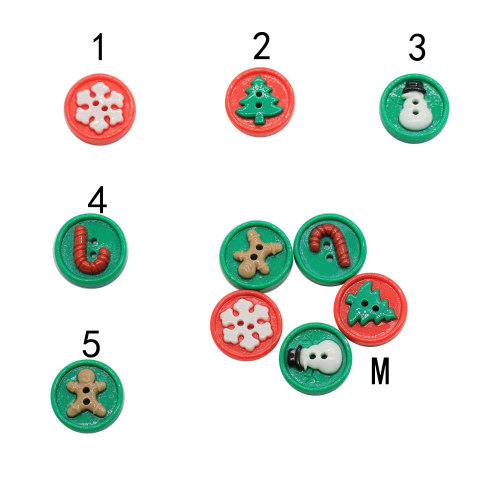 Mix Round Resin Snowflake Snowman Tree Button Cabochon Beads DIY Craft Coat Sweter Akcesoria do szycia Dekoracje ubrań