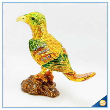 Lark Bird Shape Metal Craft Enamel Pewter Trinket Box