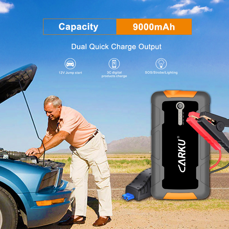 CARKU backup power solutions 6600mAh car battery jump starter kit if battery dead with wireless charger