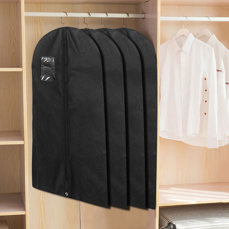 Custom non woven polypropylene black wedding dress garment suit cover bag wholesale/travel nonwoven foldable cloth garment bag