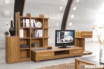 Pvc / Solid Wood / Timber Veneer Tv Cabinet , E0asily Remove